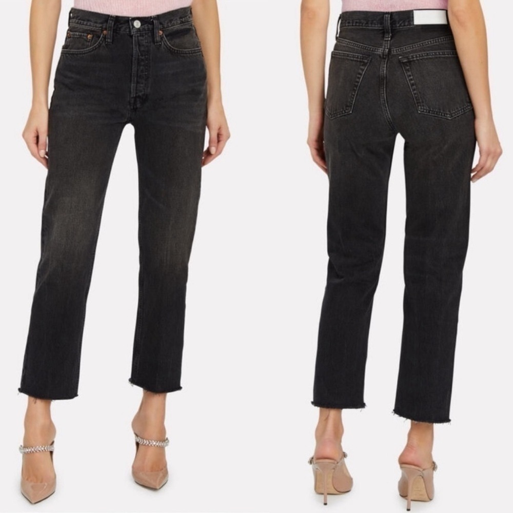 Re/Done Redone 70’s Stove Pipe Black Jeans in Aged Black Size 26 NWOT